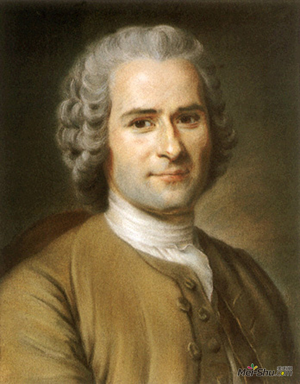 莫里斯·昆汀·德·拉图尔(Maurice Quentin de La Tour)高清作品《Portrait of Jean Jacques Rousseau》