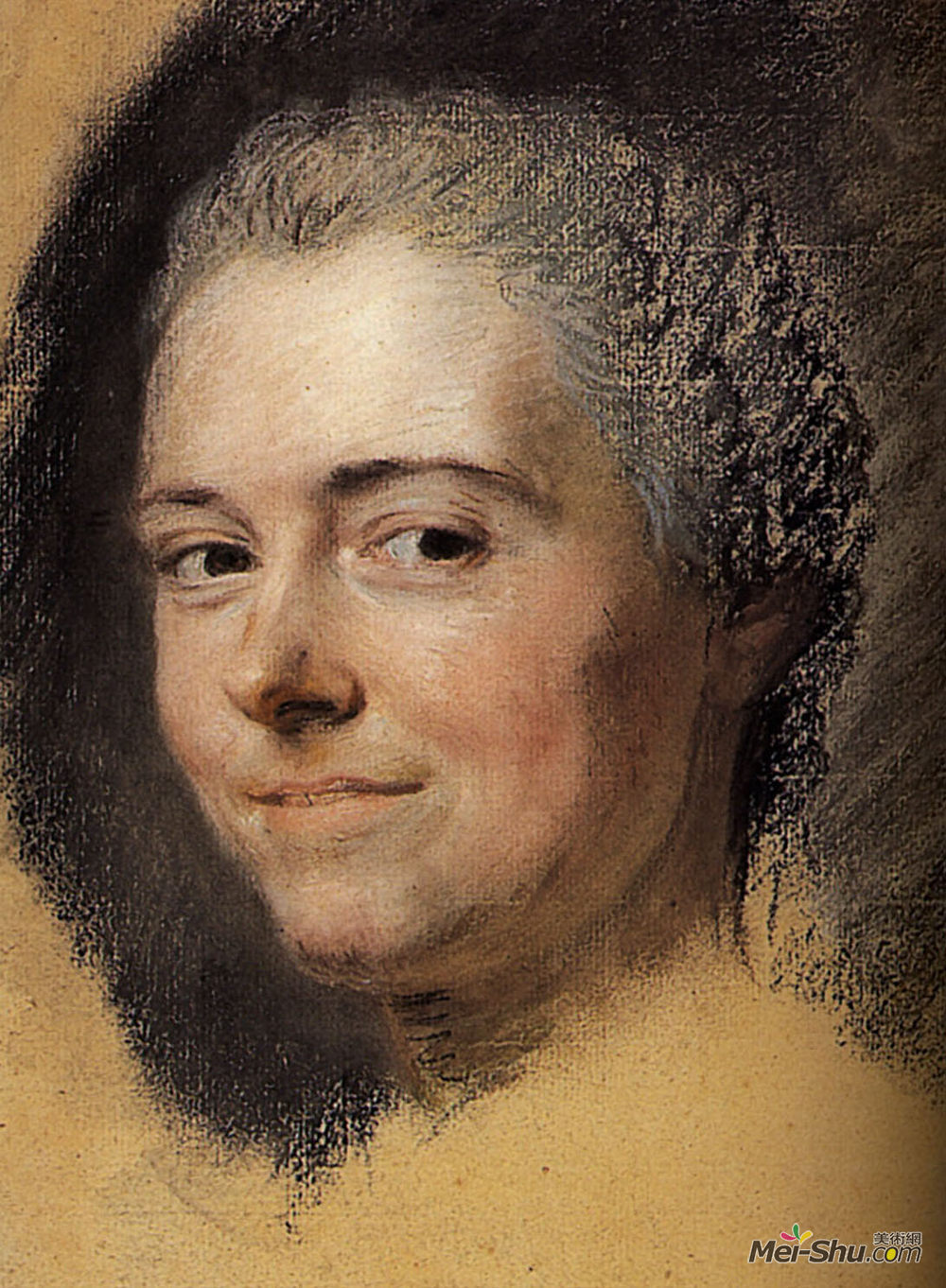 莫里斯·昆汀·德·拉图尔(Maurice Quentin de La Tour)高清作品《Study for portrait of Mademoiselle Dangeville》