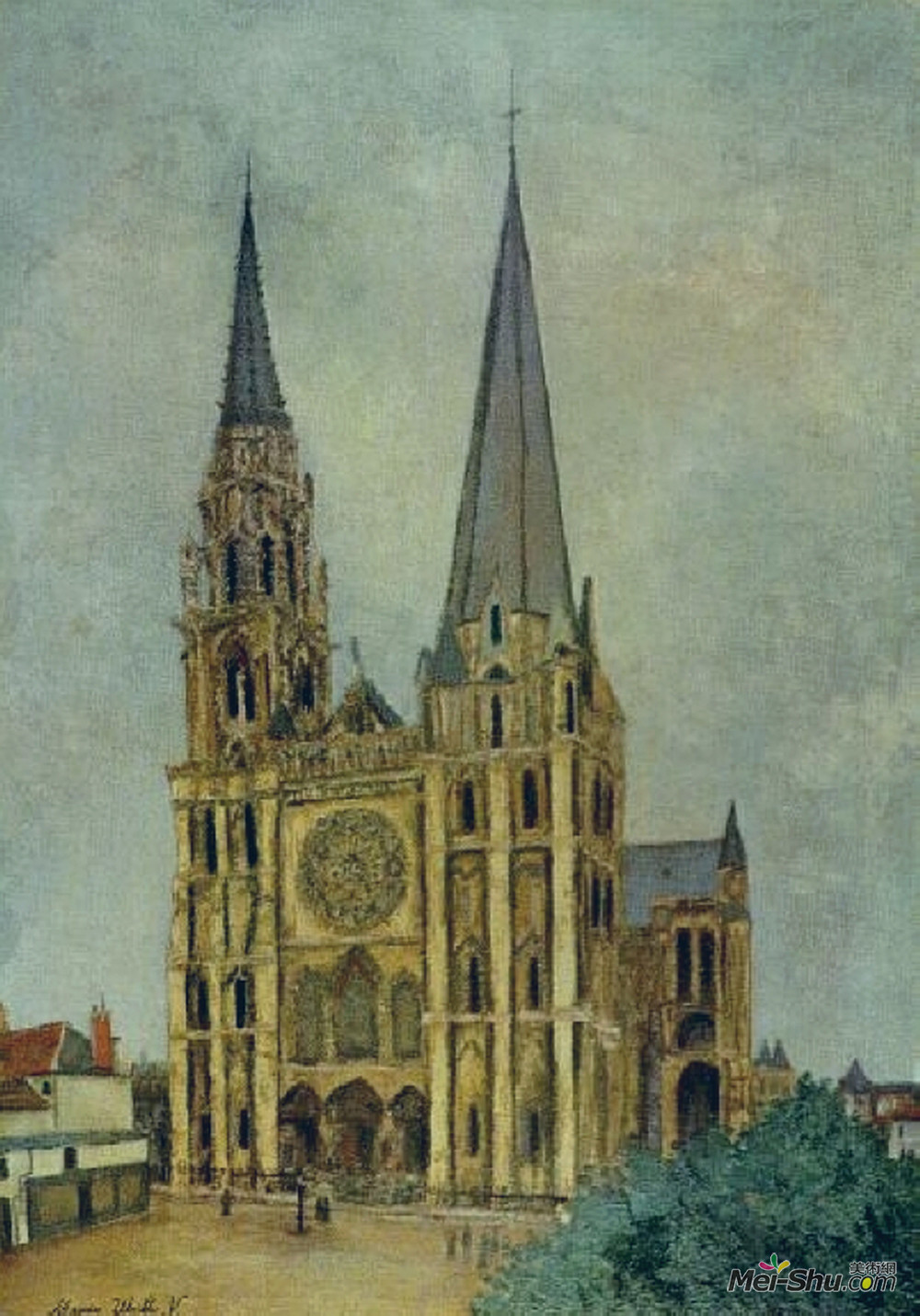 莫里斯·郁特里罗(Maurice Utrillo)高清作品《沙特尔大教堂》