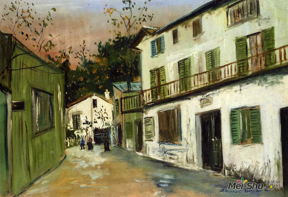 莫里斯·郁特里罗(Maurice Utrillo)高清作品《意大利人在蒙马特的房子》