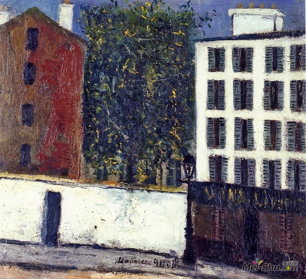 莫里斯·郁特里罗(Maurice Utrillo)高清作品《蒙马特区大街》