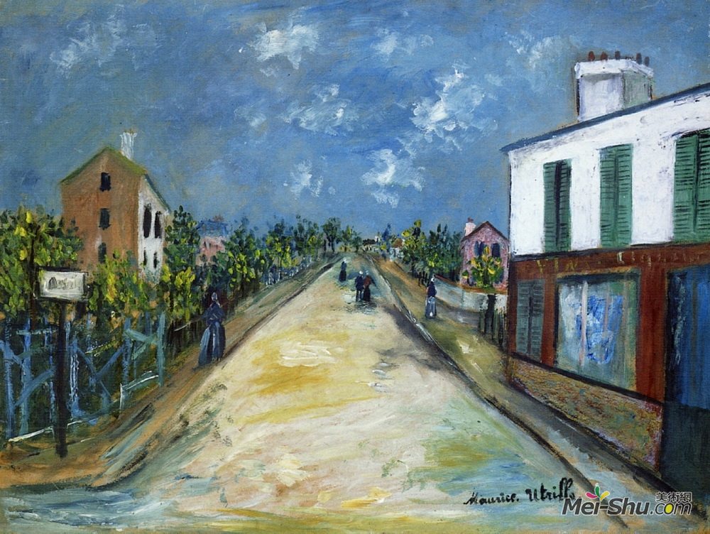 莫里斯·郁特里罗(Maurice Utrillo)高清作品《阿让特伊公路》