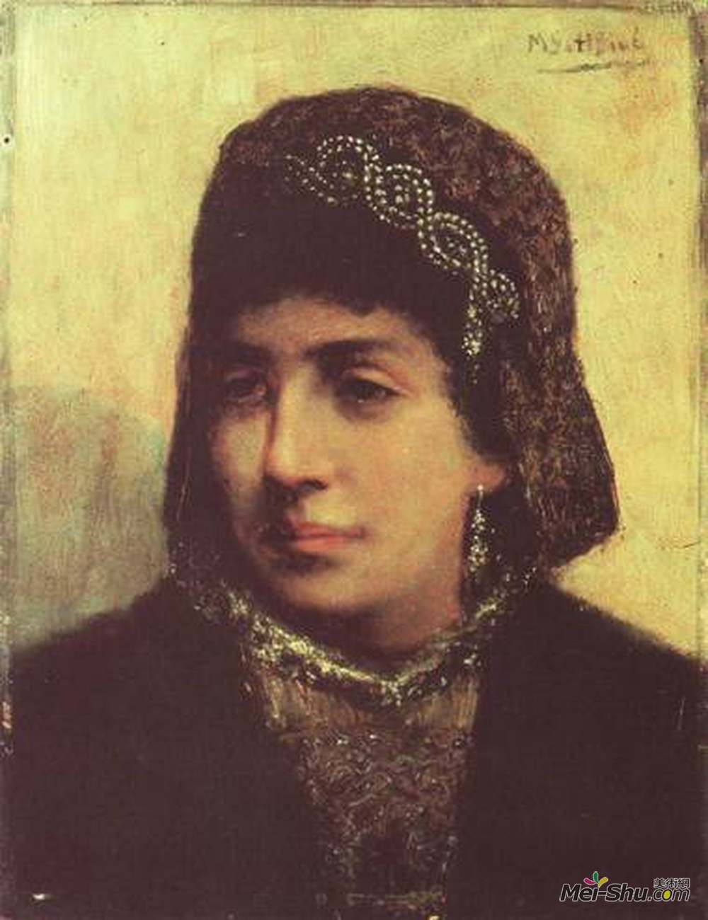 毛里希·戈特利布(Maurycy Gottlieb)高清作品《犹太新娘的首领》