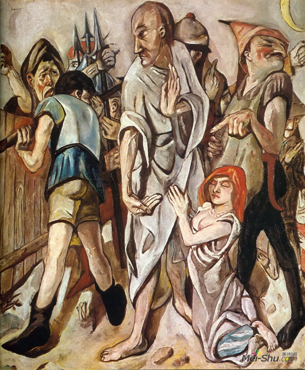 马克斯·贝克曼(Max Beckmann)高清作品《基督与奸淫的女人》