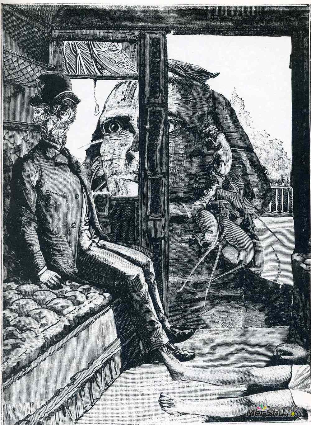 马克斯·恩斯特(Max Ernst)高清作品《Illustration to "A Week of Kindness"》