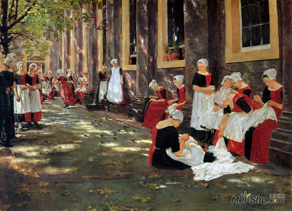 马克思·利伯曼(Max Liebermann)高清作品《阿姆斯特丹孤儿院免费营业时间》