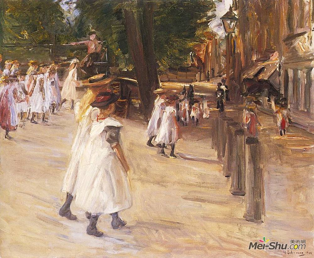 马克思·利伯曼(Max Liebermann)高清作品《在伊丹的途中上学》