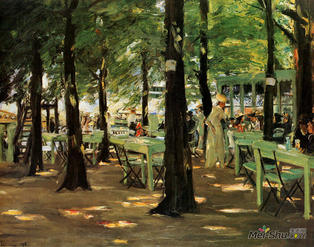 马克思·利伯曼(Max Liebermann)高清作品《老苍头燕雀的餐馆》