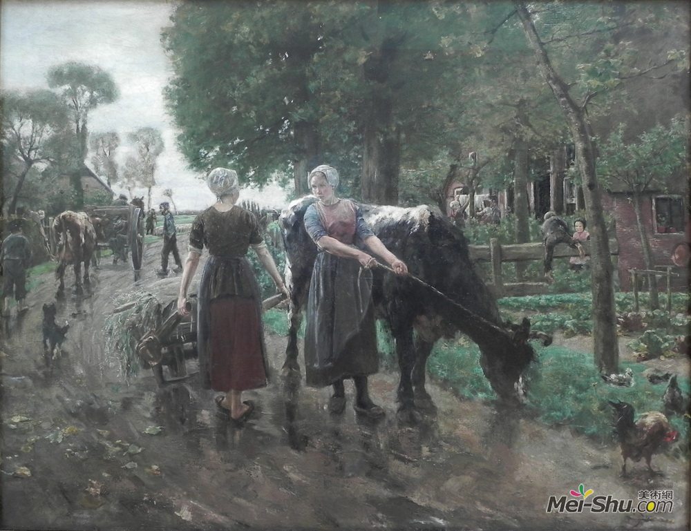 马克思·利伯曼(Max Liebermann)高清作品《荷兰乡村道路》