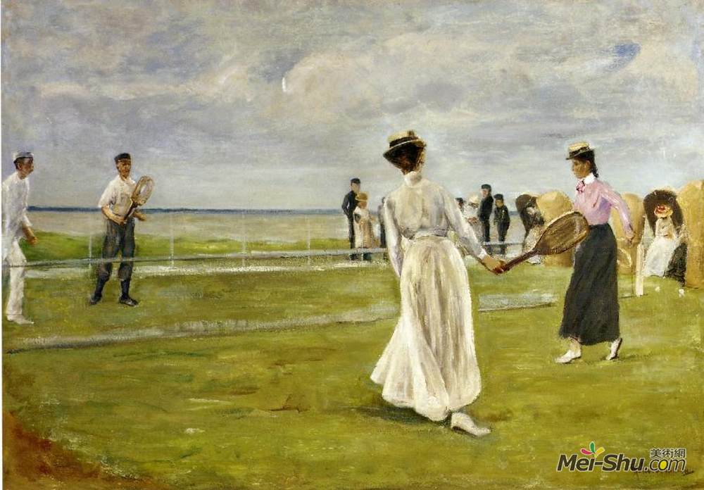 马克思·利伯曼(Max Liebermann)高清作品《海边的网球比赛》