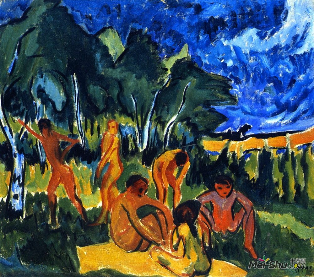 马克斯·佩希斯泰因(Max Pechstein)高清作品《莫里茨堡的巴登德》