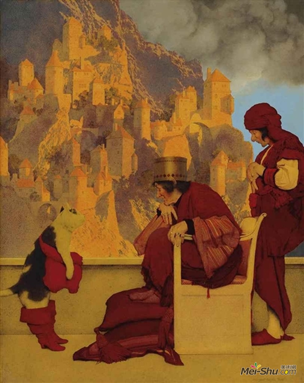 马科斯菲尔德·帕里斯(Maxfield Parrish)高清作品《靴子猫》