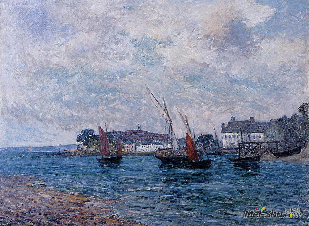 马克西姆·莫弗拉(Maxime Maufra)高清作品《Reentering Port at Douarnenez (Finistere)》