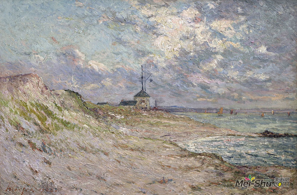 马克西姆·莫弗拉(Maxime Maufra)高清作品《乞丐弥尔的信号灯，布列塔尼犬》
