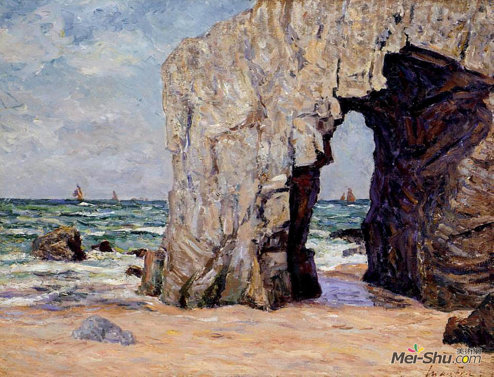 马克西姆·莫弗拉(Maxime Maufra)高清作品《The Ark of Port Blanc, the Isle of Presq Quiberon》