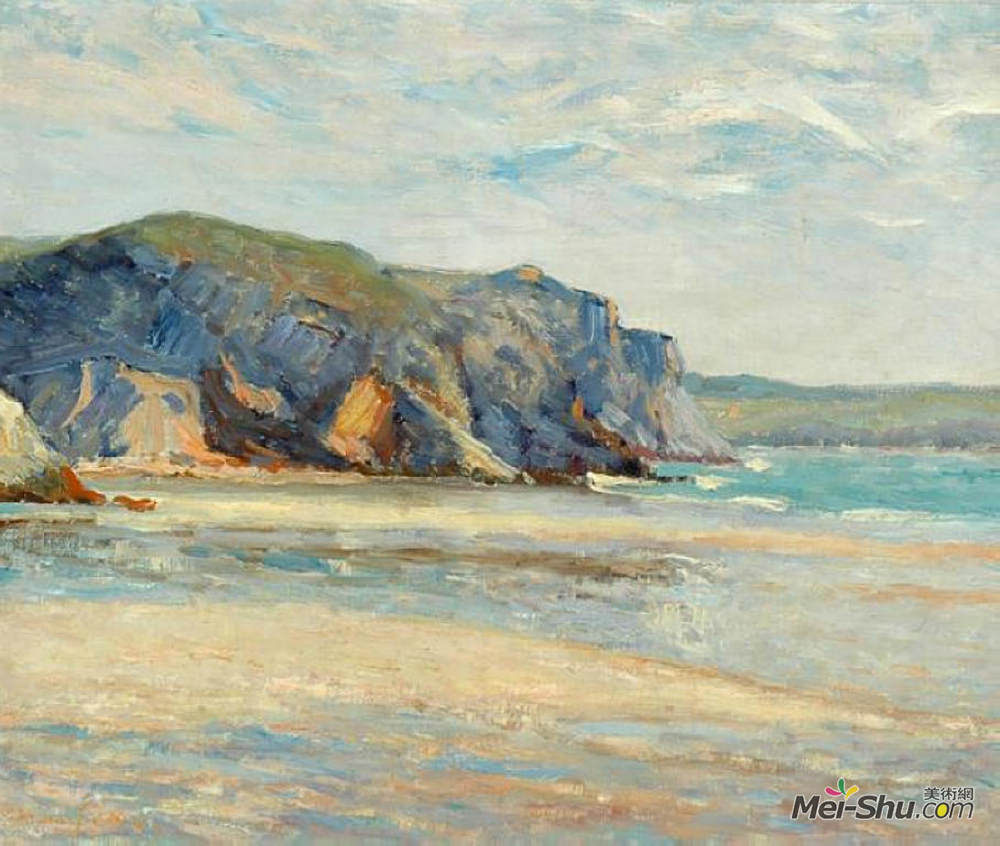 马克西姆·莫弗拉(Maxime Maufra)高清作品《The Beach at Morgat, Finistere》