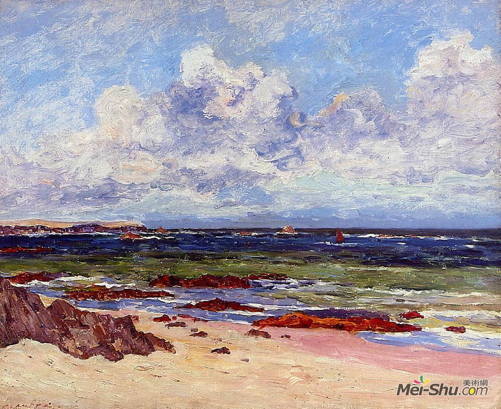 马克西姆·莫弗拉(Maxime Maufra)高清作品《宾夕法尔堡海岸，奎伯龙半岛》