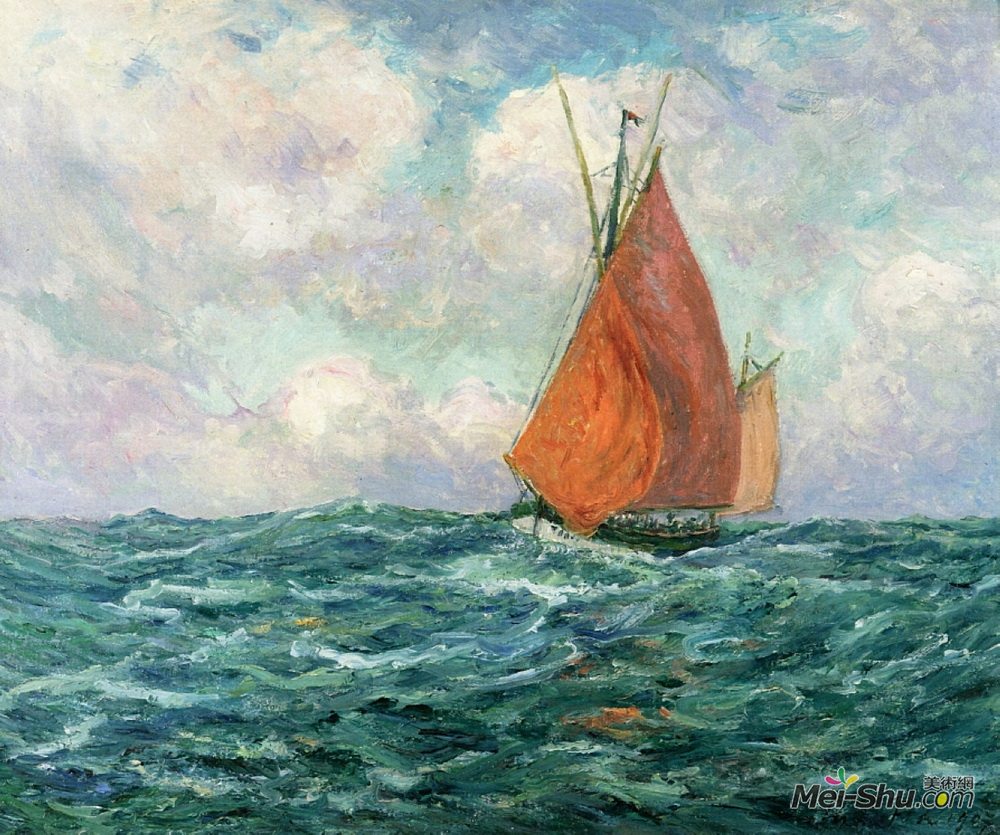 马克西姆·莫弗拉(Maxime Maufra)高清作品《金枪鱼船在海上》