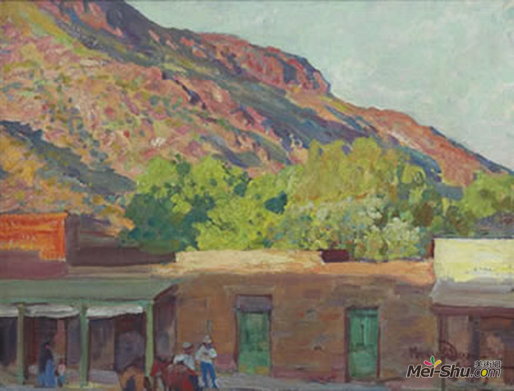 梅纳德·迪克森(Maynard Dixon)高清作品《土坯镇》