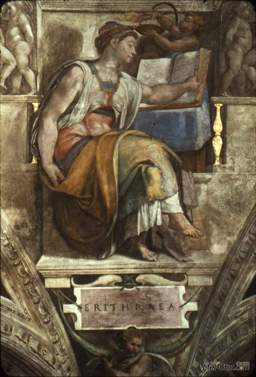 米开朗基罗(Michelangelo)高清作品《Sistine Chapel Ceiling: Sibyl Erithraea》