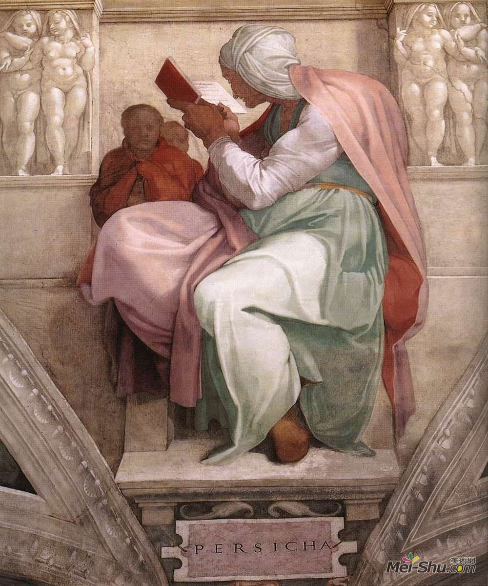 米开朗基罗(Michelangelo)高清作品《Sistine Chapel Ceiling: The Persian Sibyl》