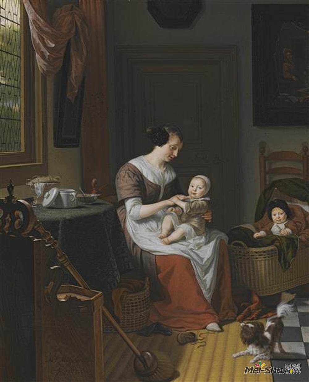 米希尔·凡·穆谢尔(Michiel van Musscher)高清作品《Eva Visscher的室内场景》