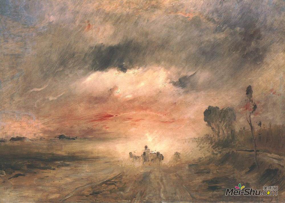 米哈伊·冯·穆卡西斯(Mihaly Munkacsy)高清作品《Dusty Country Road II》