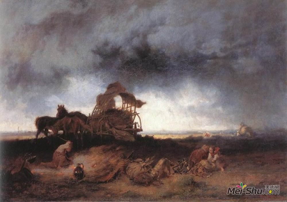 米哈伊·冯·穆卡西斯(Mihaly Munkacsy)高清作品《普斯塔风暴》