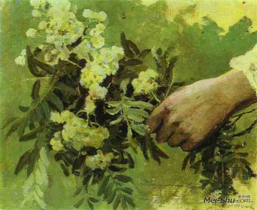 米哈伊尔·涅斯捷罗夫(Mikhail Nesterov)高清作品《一只手用鲜花》