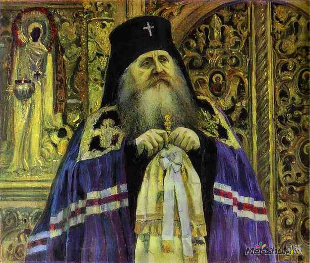 米哈伊尔·涅斯捷罗夫(Mikhail Nesterov)高清作品《Archbishop (Portrait of Antoniy Volynskiy)》