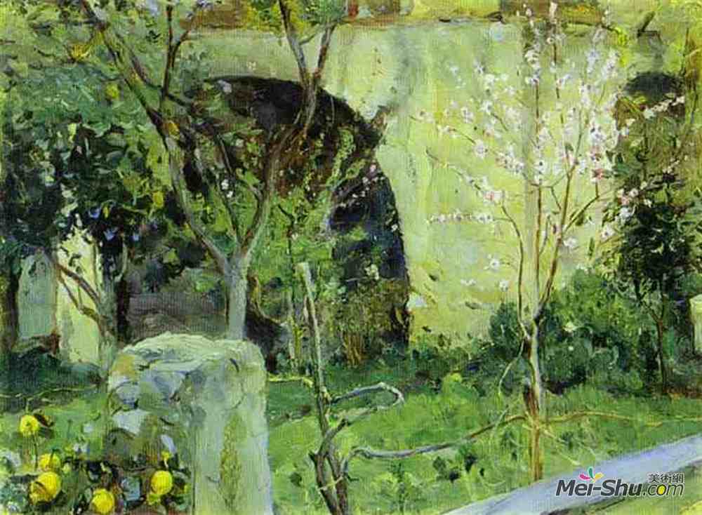 米哈伊尔·涅斯捷罗夫(Mikhail Nesterov)高清作品《卡普里杏树开花。》