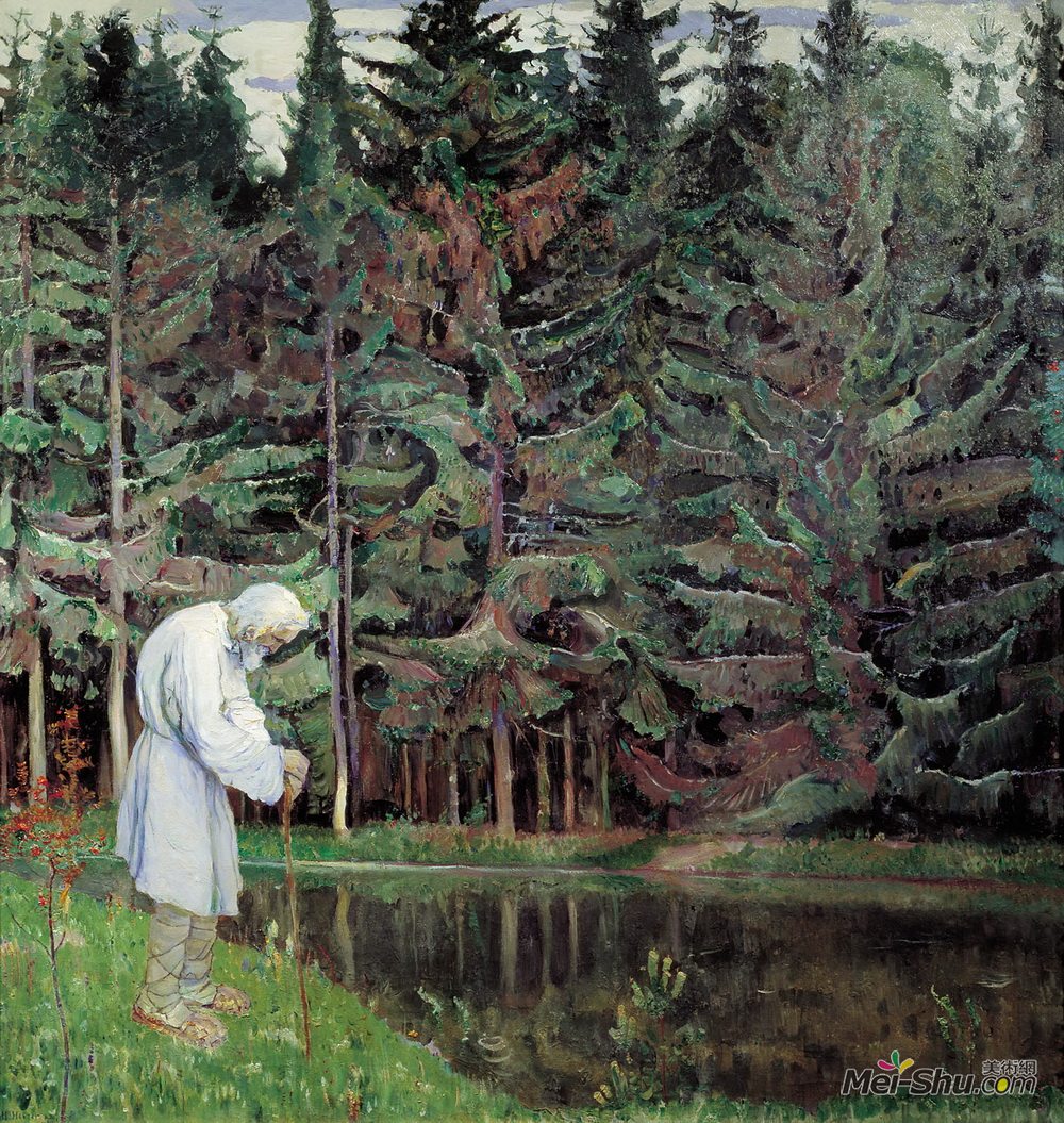 米哈伊尔·涅斯捷罗夫(Mikhail Nesterov)高清作品《长老（亚伯拉罕，上帝的仆人）》