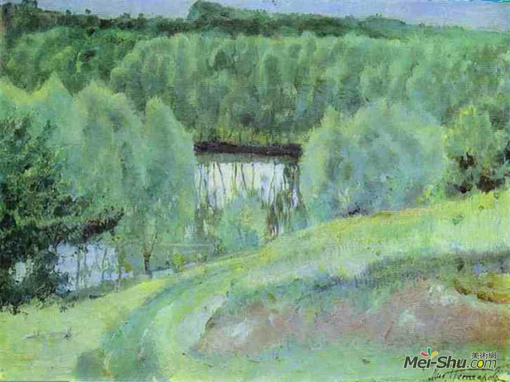 米哈伊尔·涅斯捷罗夫(Mikhail Nesterov)高清作品《池塘》