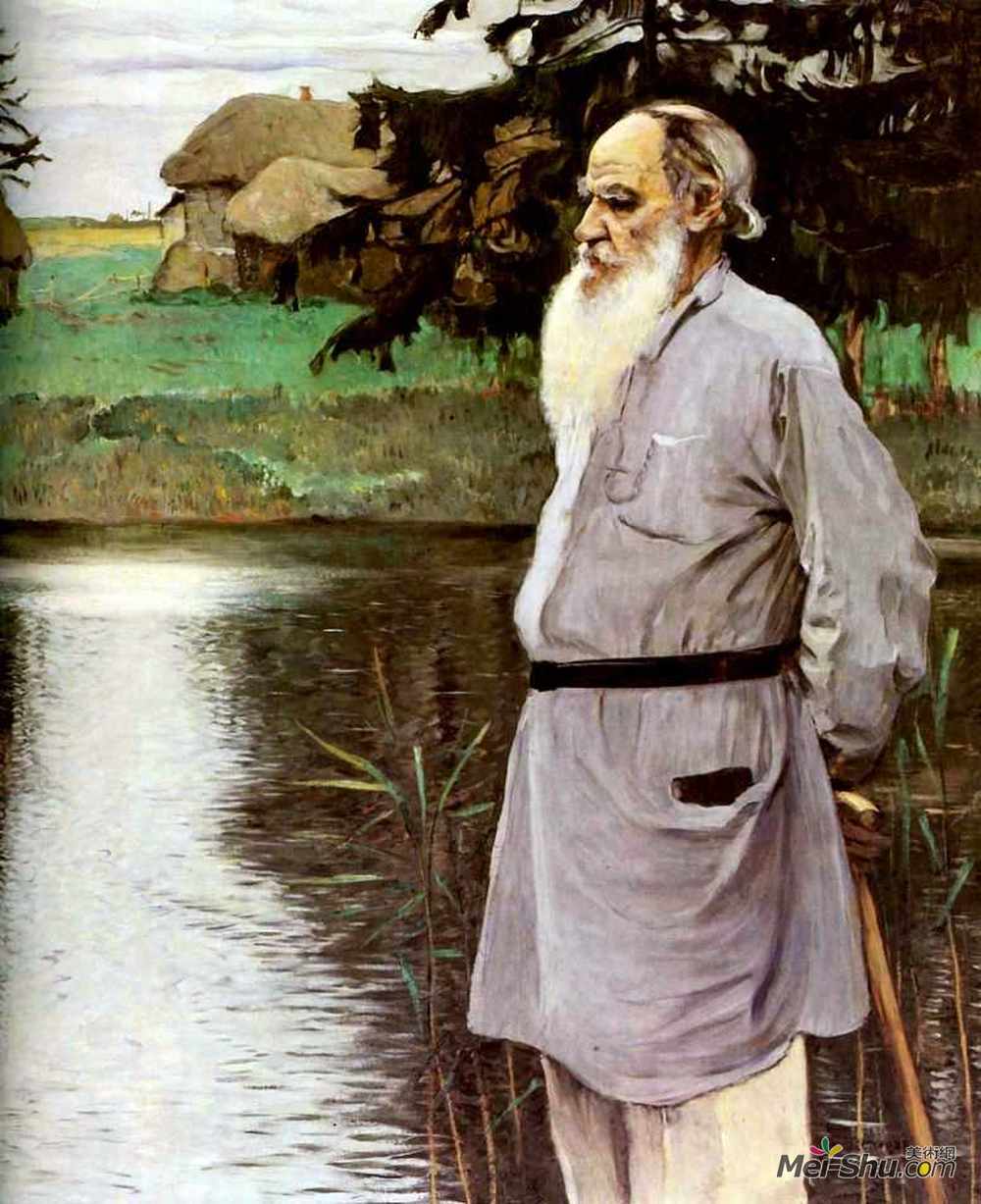 米哈伊尔·涅斯捷罗夫(Mikhail Nesterov)高清作品《利奥托尔斯泰的肖像》