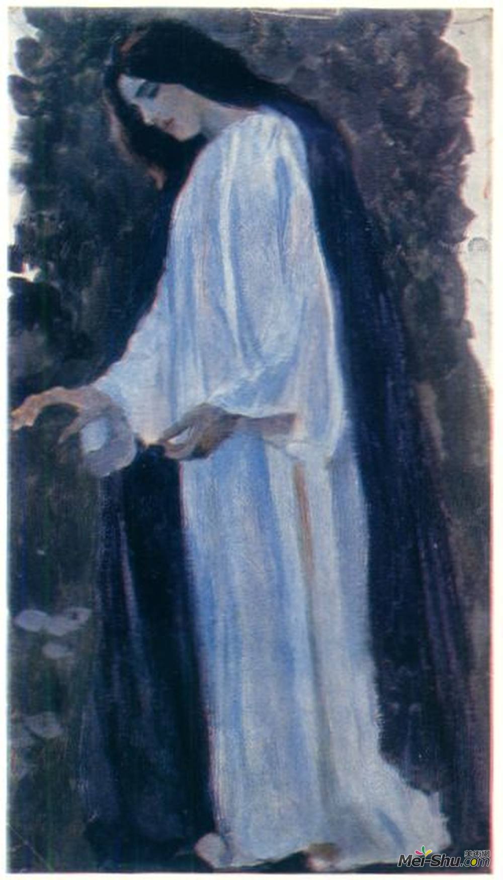 米哈伊尔·涅斯捷罗夫(Mikhail Nesterov)高清作品《Portrait of O. Nesterova, the artist' daughter》