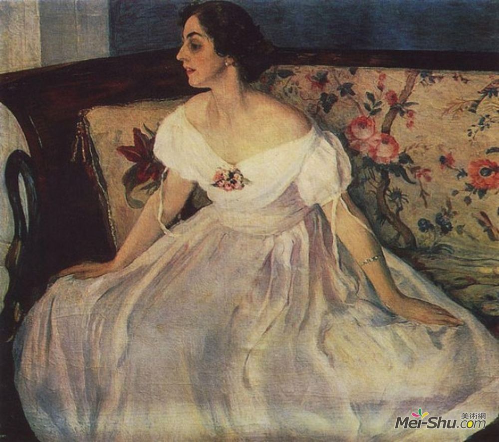 米哈伊尔·涅斯捷罗夫(Mikhail Nesterov)高清作品《Portrait of V. M. Nesterova》