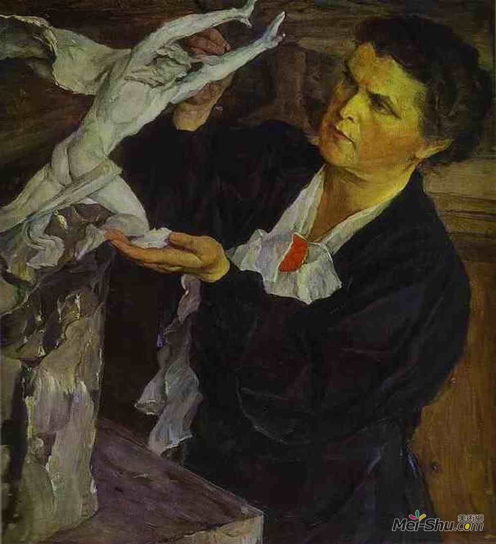 米哈伊尔·涅斯捷罗夫(Mikhail Nesterov)高清作品《Portrait of Vera Mukhina》