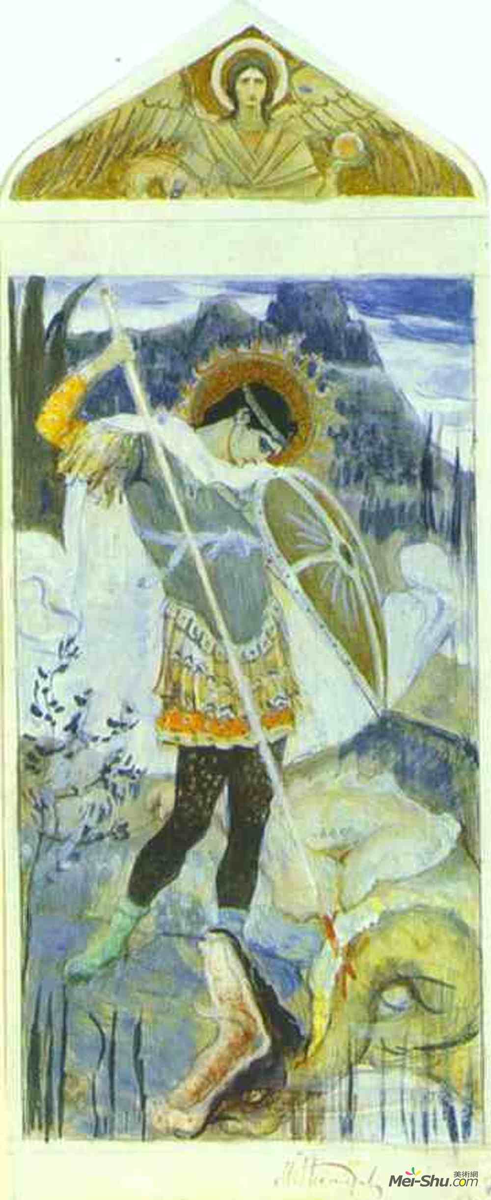 米哈伊尔·涅斯捷罗夫(Mikhail Nesterov)高清作品《圣乔治和龙》