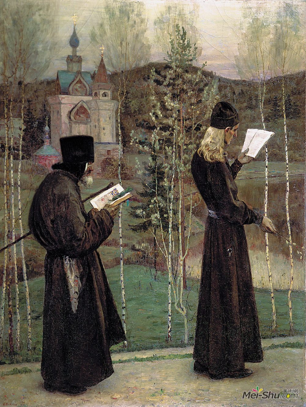 米哈伊尔·涅斯捷罗夫(Mikhail Nesterov)高清作品《穿背心》