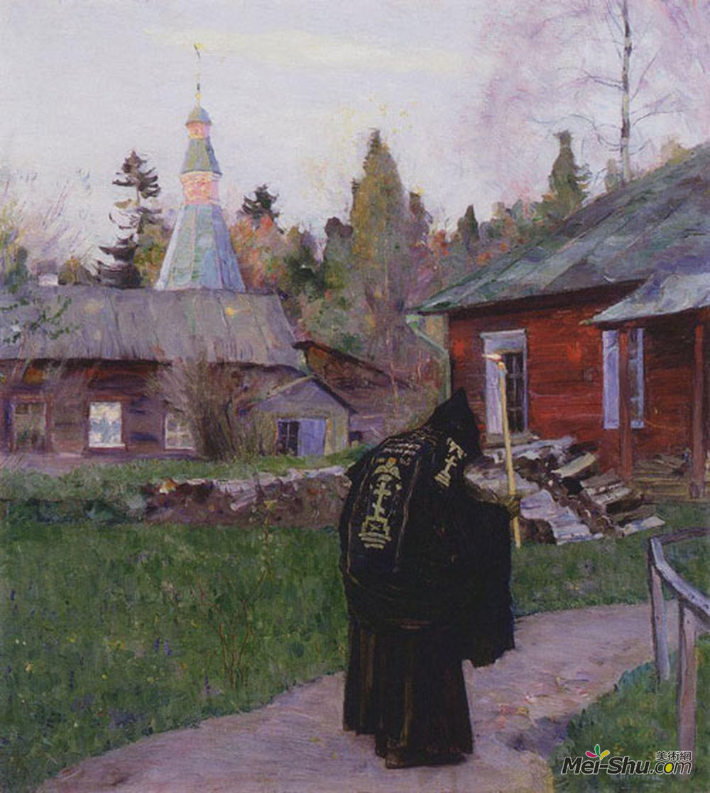 米哈伊尔·涅斯捷罗夫(Mikhail Nesterov)高清作品《晚祷》
