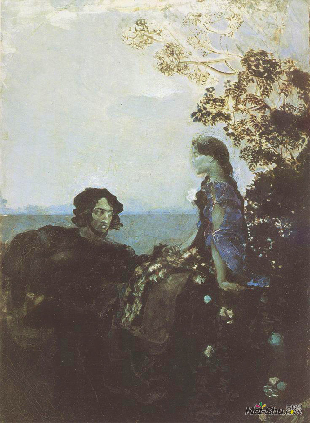 米哈伊尔·弗贝鲁尔(Mikhail Vrubel)高清作品《哈姆雷特与奥菲莉亚》
