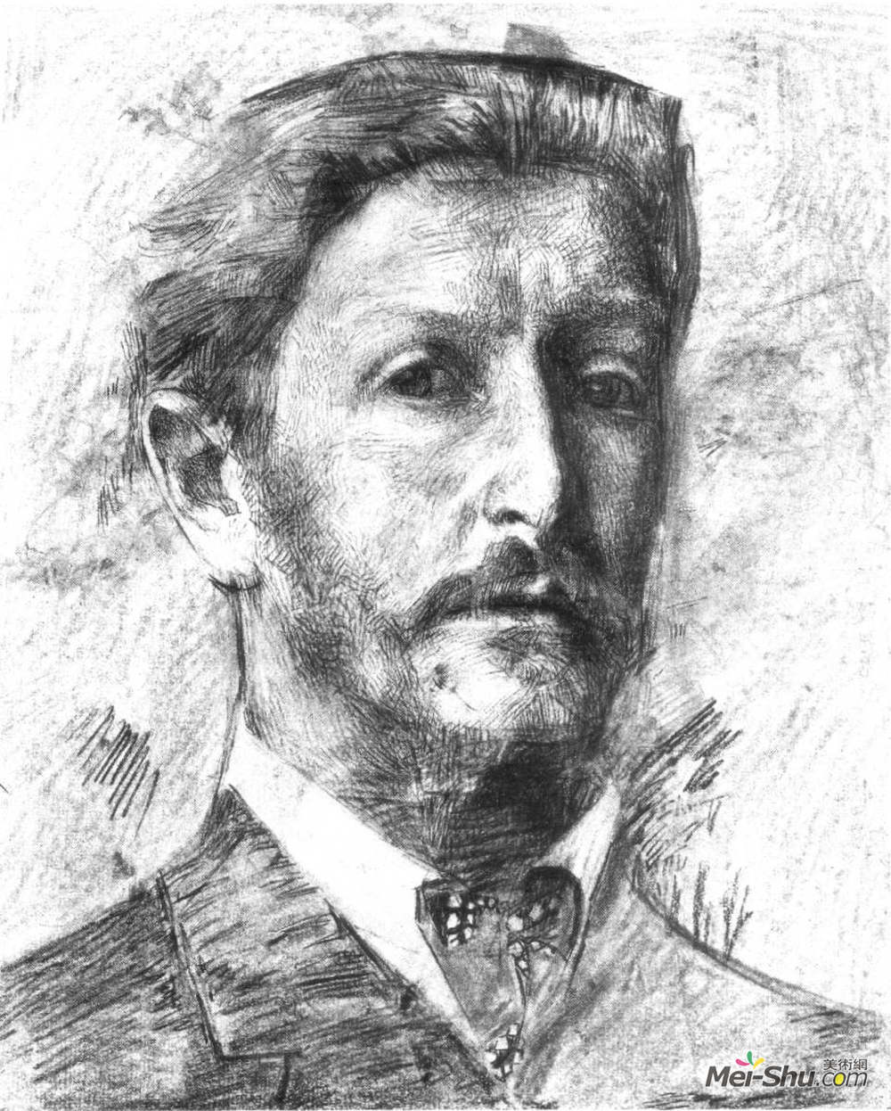 米哈伊尔·弗贝鲁尔(Mikhail Vrubel)高清作品《自画像》