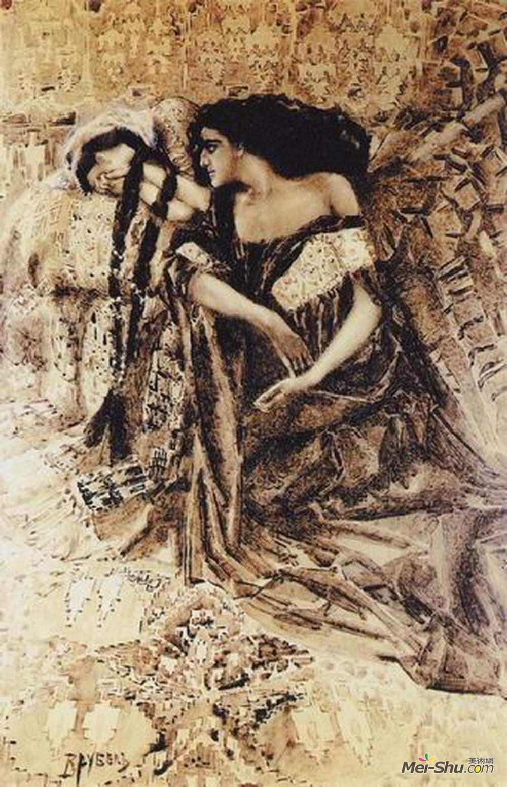 米哈伊尔·弗贝鲁尔(Mikhail Vrubel)高清作品《塔玛拉和恶魔》