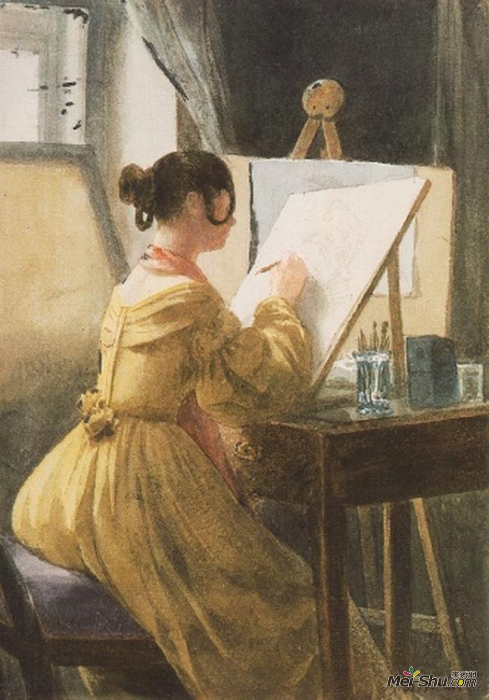 詹姆斯·威尔逊·卡迈克尔(Miklos Barabas)高清作品《In the Atelier (R&óza Teleki)》