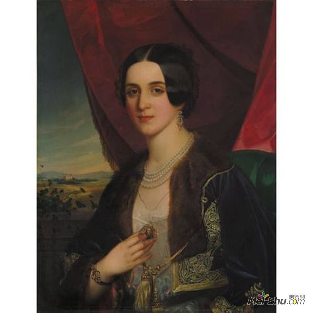 詹姆斯·威尔逊·卡迈克尔(Miklos Barabas)高清作品《Portrait of Savka Obrenovic》