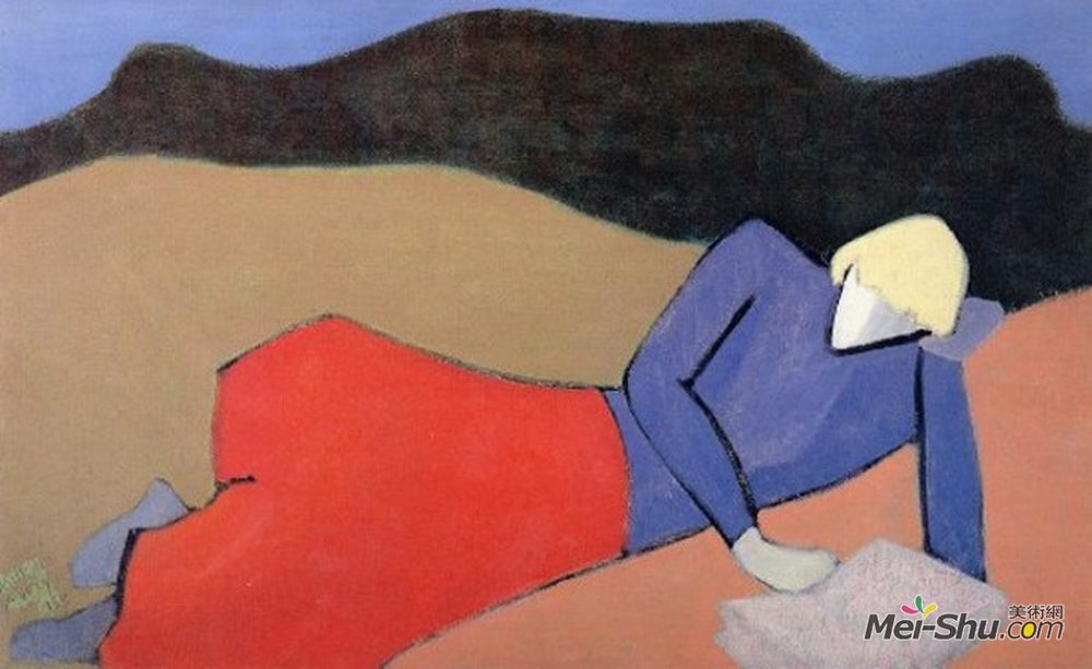 米尔顿·埃弗里(Milton Avery)高清作品《斜倚的读者》