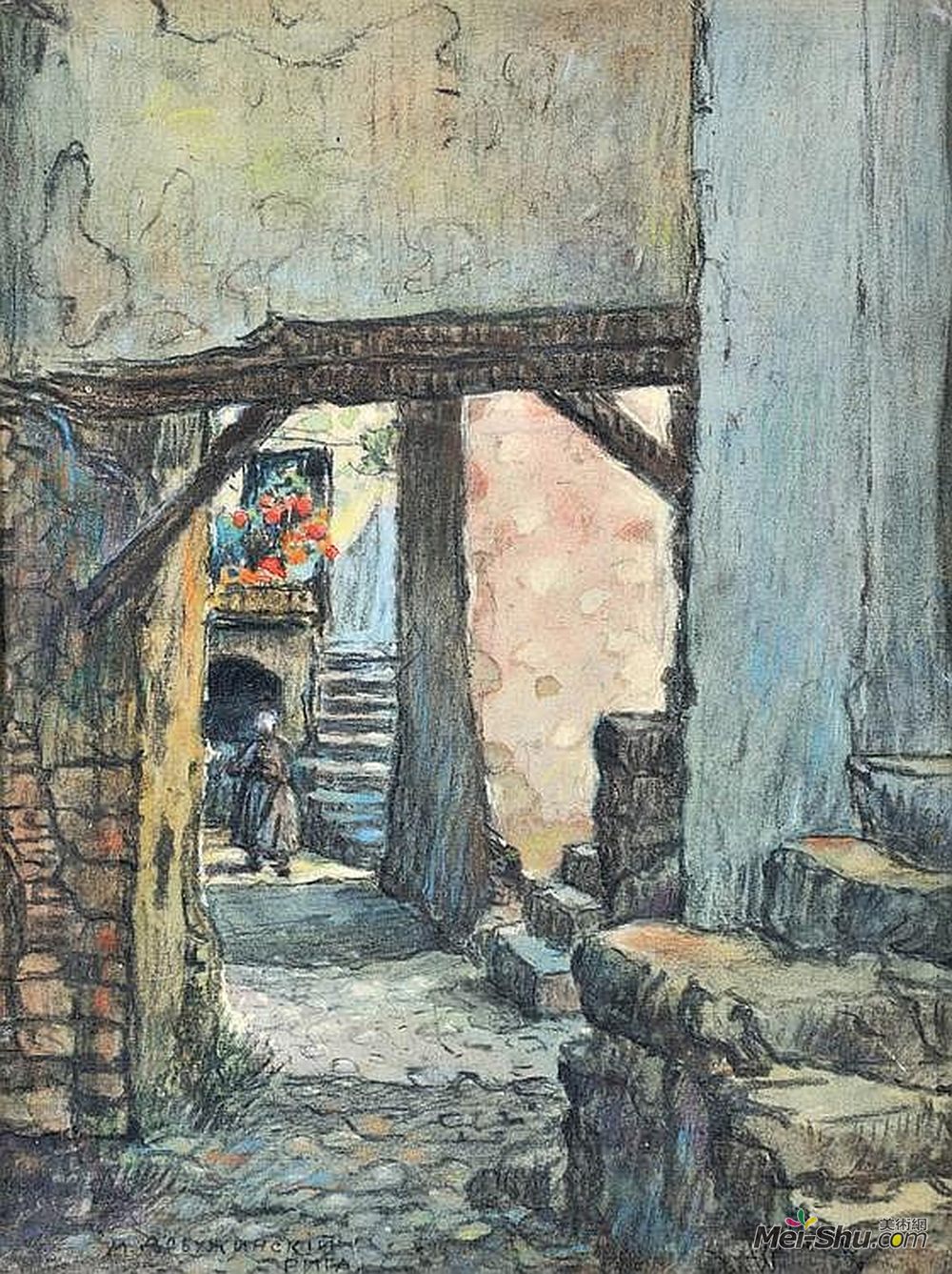 莫斯塔拉夫·多布尔日茨基(Mstislav Dobuzhinsky)高清作品《里加》