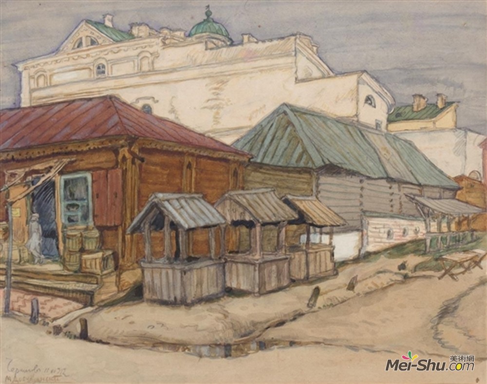 莫斯塔拉夫·多布尔日茨基(Mstislav Dobuzhinsky)高清作品《乌克兰切尔尼希夫观》