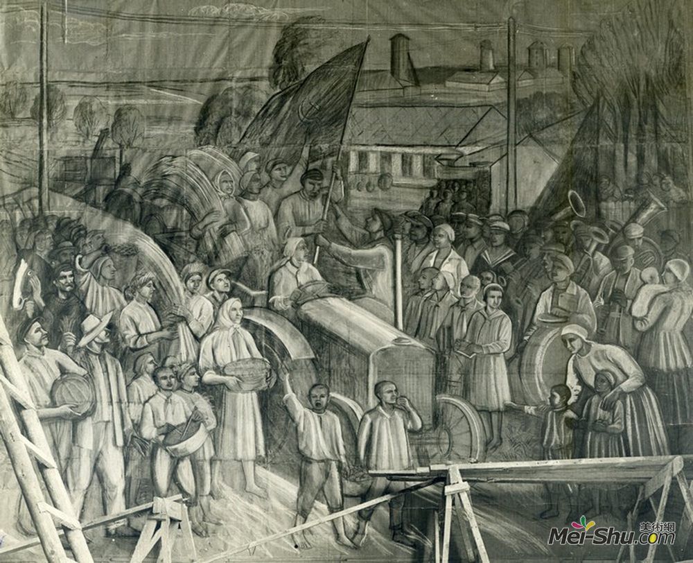 米哈伊罗博伊丘克(Mykhailo Boychuk)高清作品《哈尔科夫切尔诺佐瓦夫茨基剧院壁画》