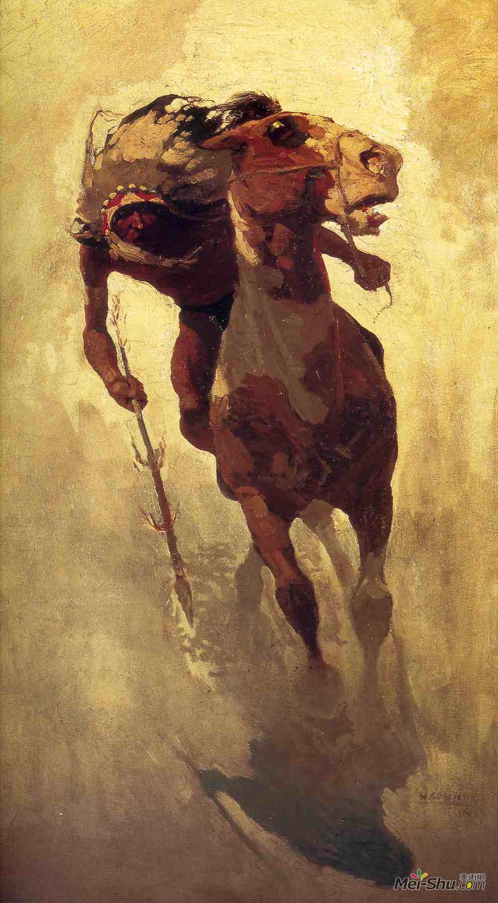 纽威·康瓦斯·魏斯(N.C. Wyeth)高清作品《印第安长矛》